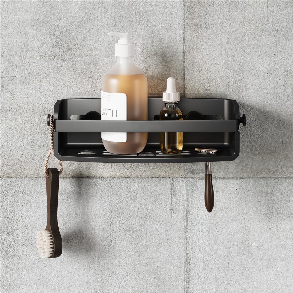 Umbra Flex Duschablage zum Kleben, in Schwarz, Rostfreies Duschregal, ohne Bohren
