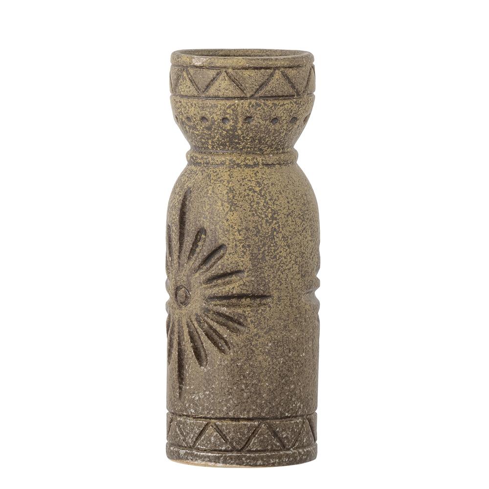 Bloomingville Tarun Deko‑Vase braun L20,5 cm aus Steingut – skulpturale Vase für Wohnzimmer