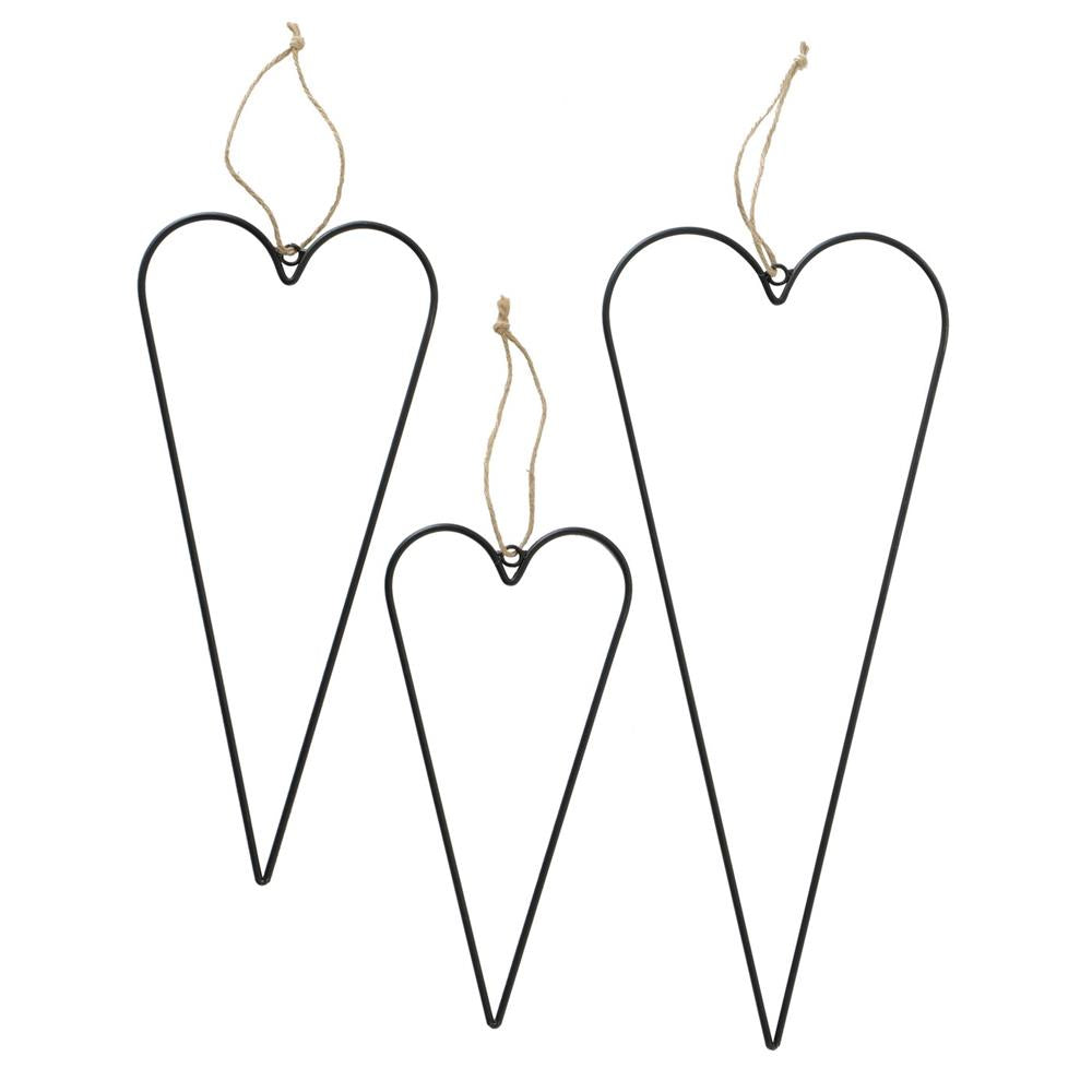 BOLTZE Dekoanhänger Curo 3-teiliges Set Herz-Dekoration Schwarz Eisen Skandinavisches Design