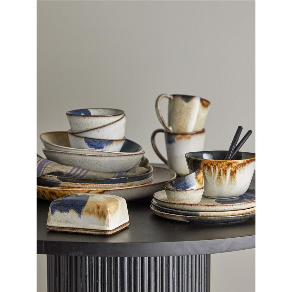 Bloomingville Jules Butterdose, Braun/Blau, Steingut, dänisches Design