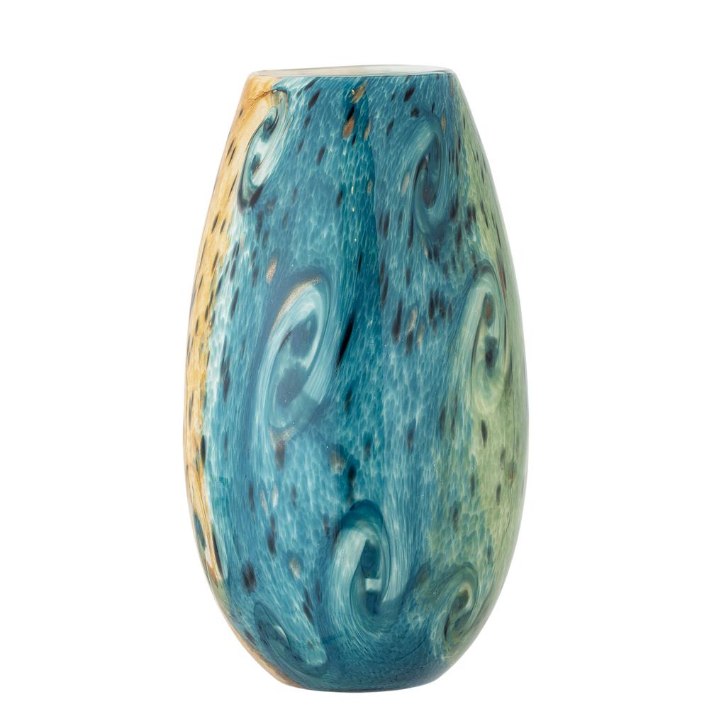 Bloomingville Kalian Vase blau Glas mundgeblasen 29,5 cm