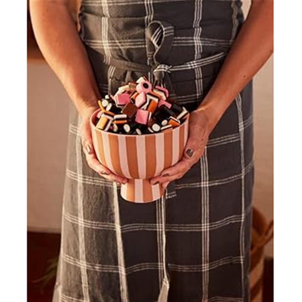 OYOY Toppu Schale - 15x13 cm, Caramel/Rosa gestreift - vielseitig als Obstkorb, Blumentopf, Vase