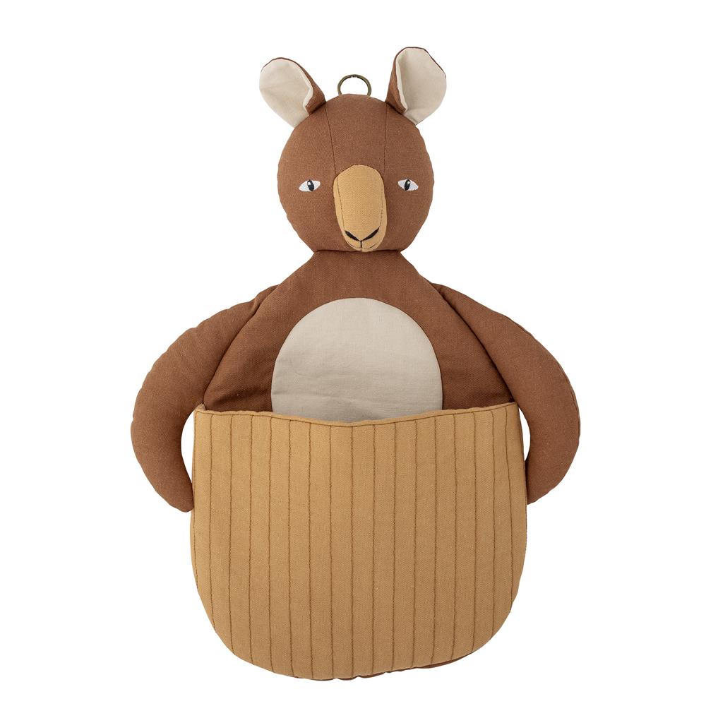 Bloomingville MINI Toto Wandkorb in Braun aus Leinen Kanguru-Motiv