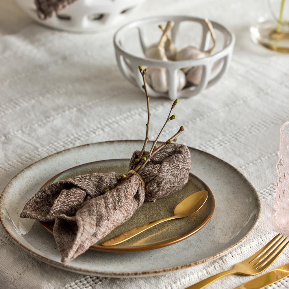 Bloomingville Sandrine Geschirrset Natur Steingut 12-teilig – naturfarbenes Teller-Set