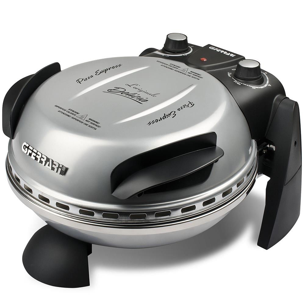 G3Ferrari elektrischer Pizzaofen Delizia Pizzamaker 1200 W für Pizza Ø 31cm silber Pizzamaker mit feuerfestem Naturstein
