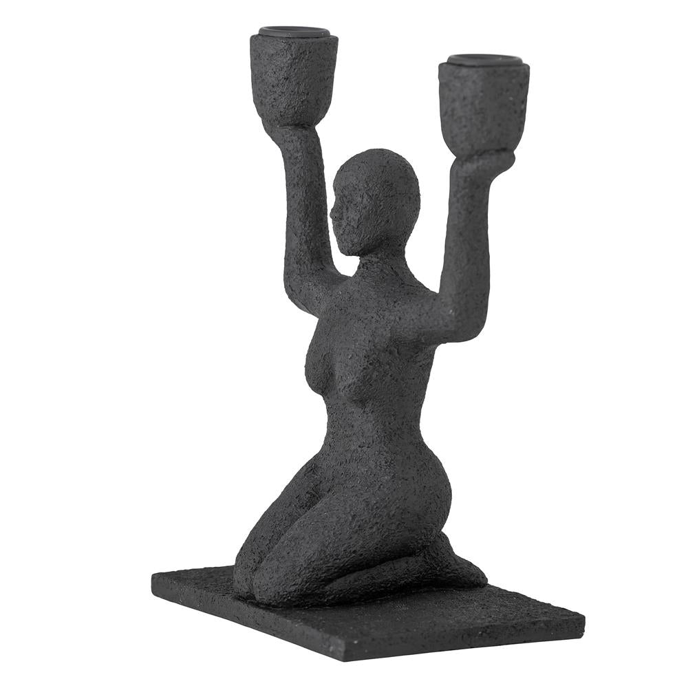 Bloomingville Lucie Kerzenhalter Schwarz Polyresin Dekofigur Frauenfigur Yogafigur