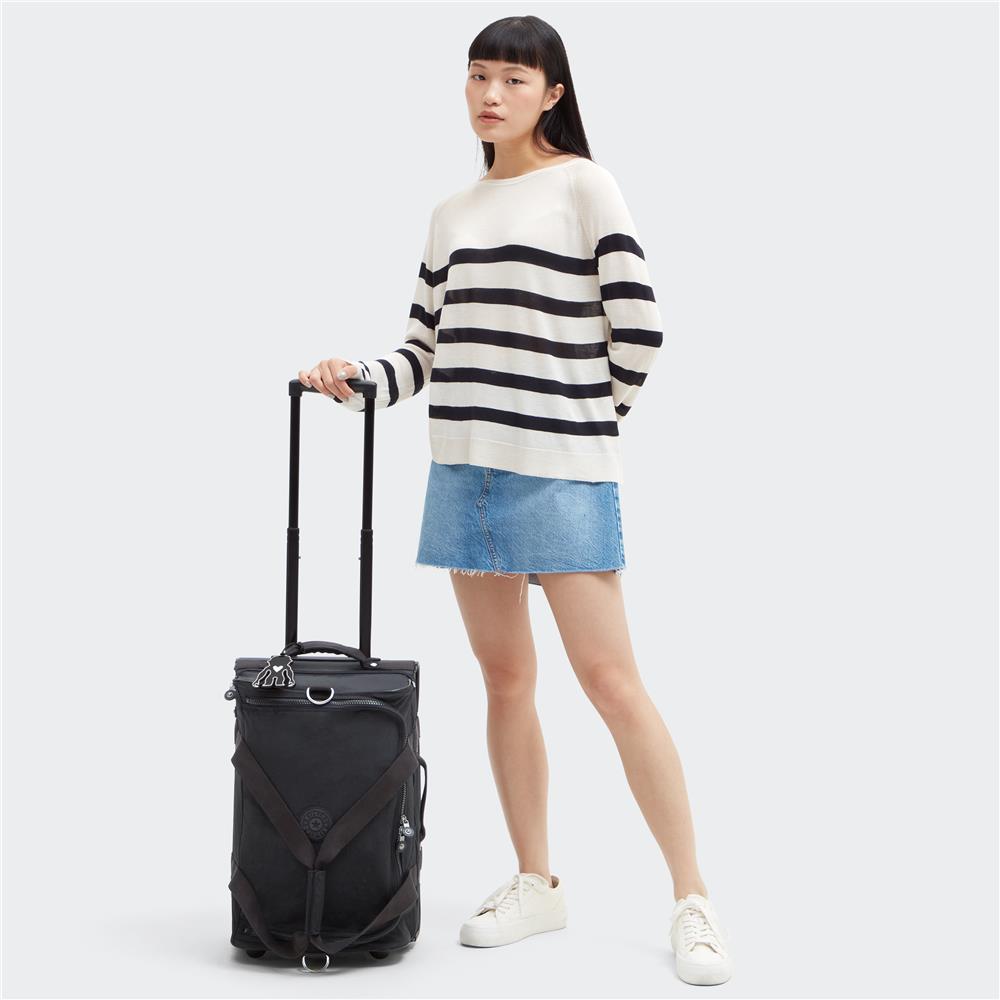 Kipling TEAGAN US, Kleine Reisetasche, Black Noir (schwarz), 39L, Handgepäck, 2-Rollen