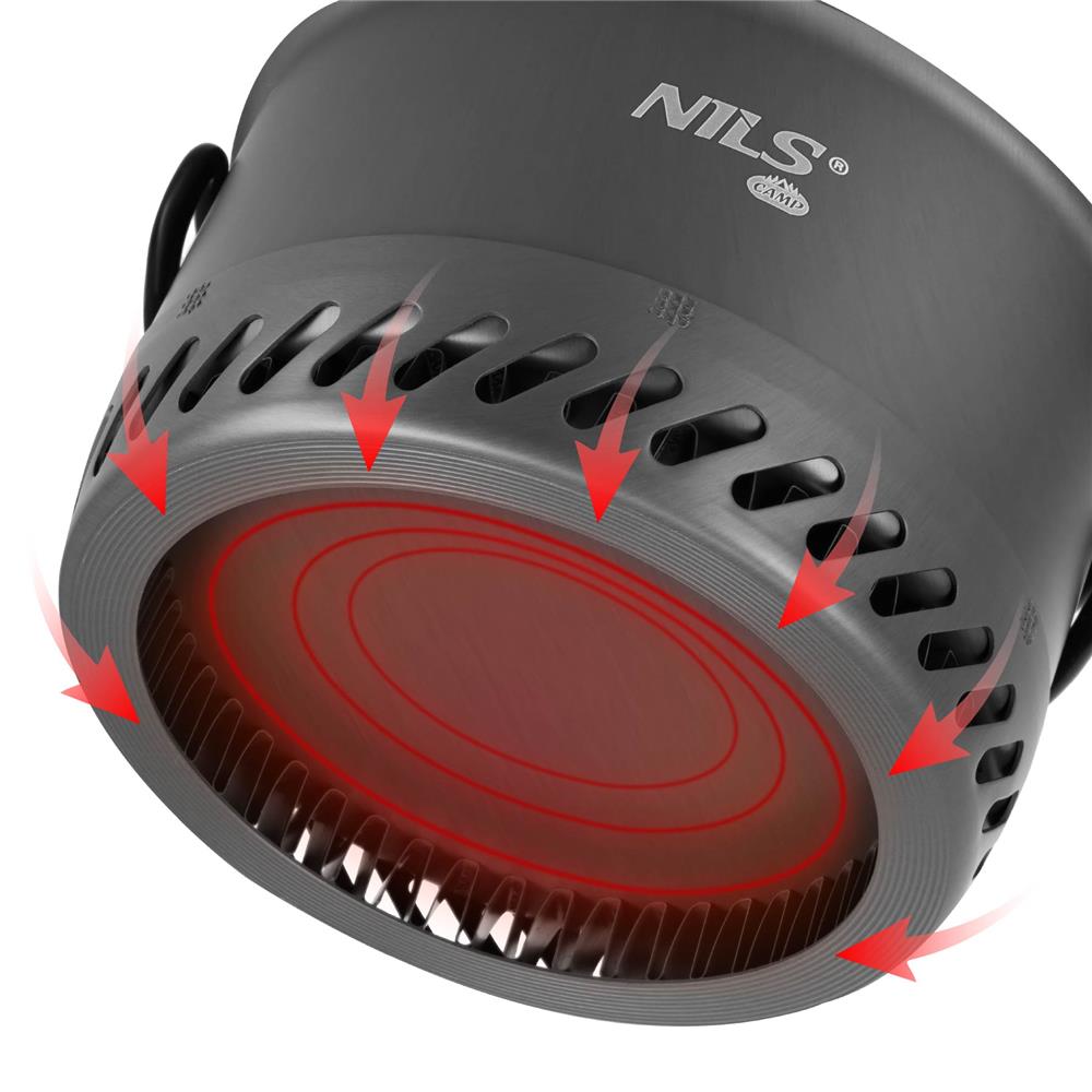 NILS CAMP Camping Kochtopf 1L aus Aluminium - leichter Trekking Topf mit Wärmetauscher & Deckel