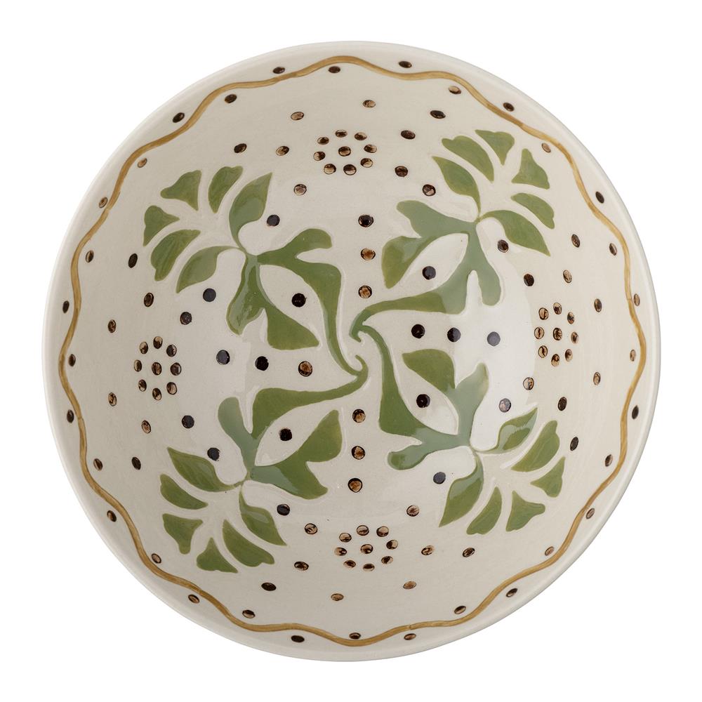 Bloomingville Heikki Schale – handbemalte Steingutschale in Naturtönen, Ø 19 cm, 860 ml