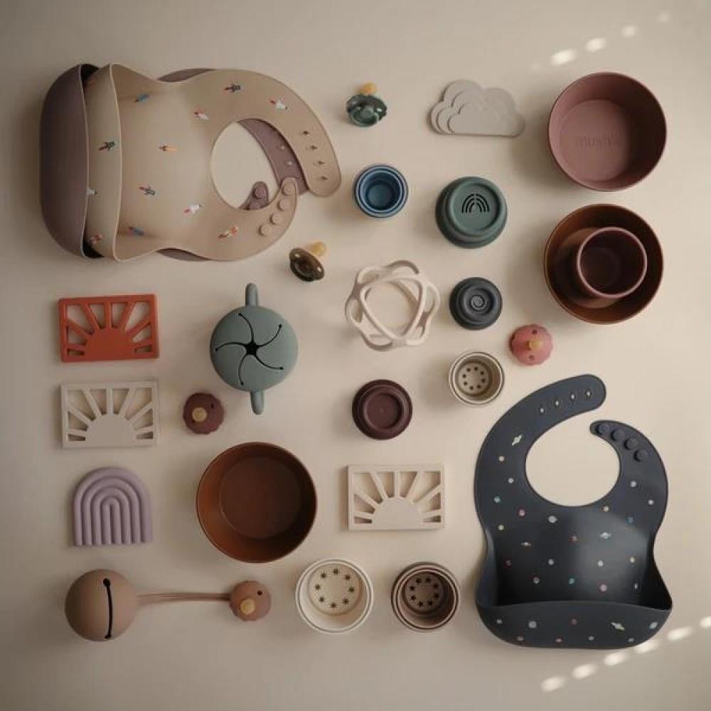 Mushie Silikon-Lätzchen, Planets, mit Auffangschale, BPA-frei