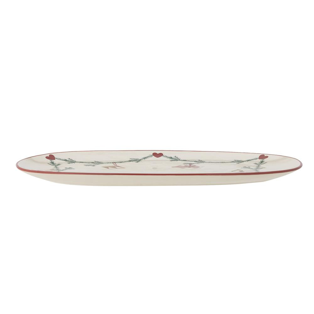 Bloomingville Yule Weihnachtsteller, Natur, Steingut 38,5 cm Servierplatte