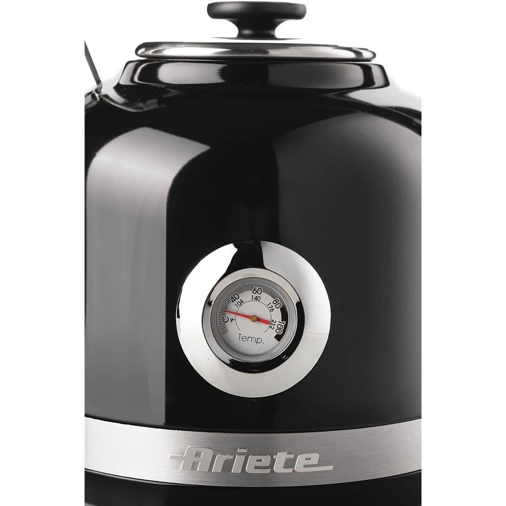 Ariete Moderna Wasserkocher, Schwarz, 1,7L, Edelstahlgehäuse, 2000W, Modernes Design
