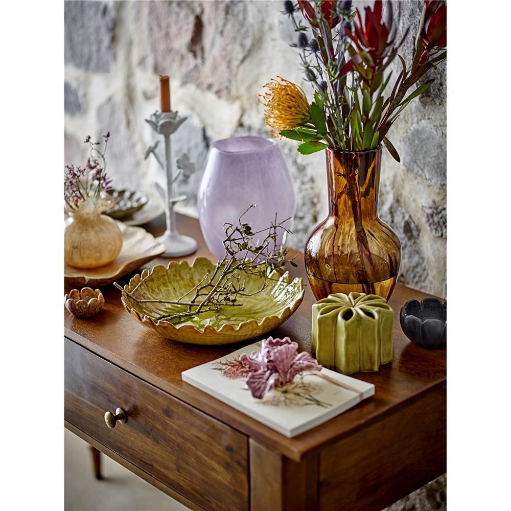 Bloomingville Lilac Vase in Violett, 22cm, aus Glas mundgeblasen