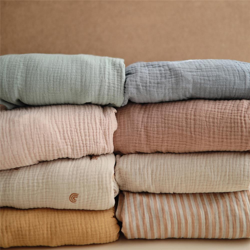 Mushie Musselin-Kinderbettlaken, Fog, 120x60cm Spannbettlaken