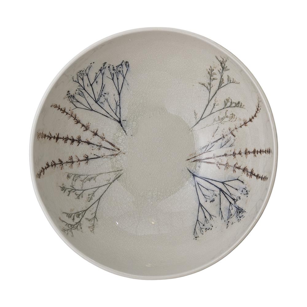 Bloomingville Bea Servierschüssel, Natur, 3,5L, Steingut, mit Blumenmotiv, dänisches Design