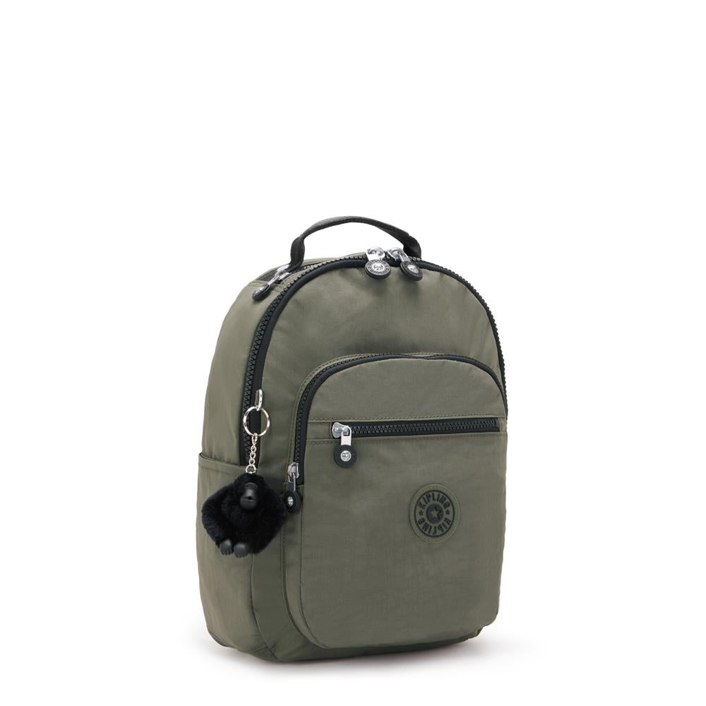 Kipling SEOUL S, Kleiner Schulrucksack mit 11-Zoll-Tabletfach, 14L, Green Moss (grün)