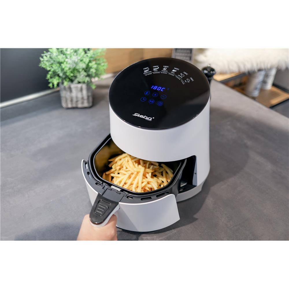 Steba Heißluft Fritteuse HF 1000 Touch Display Reisefritteuse Weiß/Schwarz