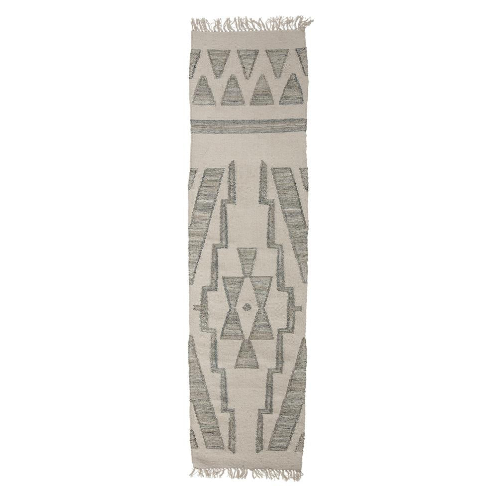 Bloomingville Delara Teppich aus Wolle in Grün, 240x60 cm