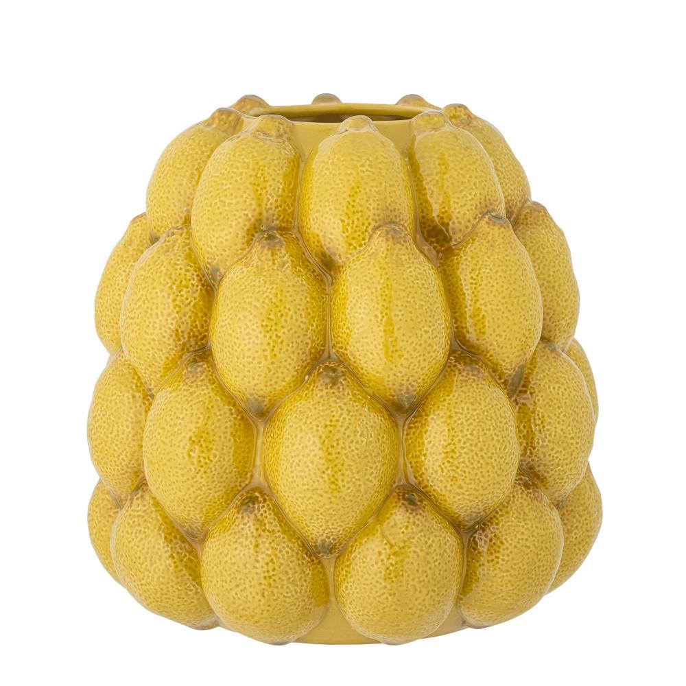 Bloomingville Limone Vase Steingut gelb D22xH22 cm Zitronenmotiv