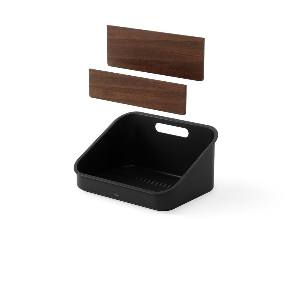 Umbra Bellwood Vorratsschrank Organizer mit 3 Fächern, Aufbewahrungsbehälter in Schwarz/Walnuss