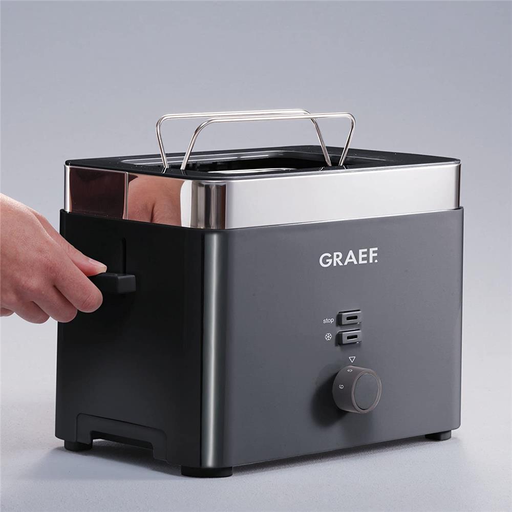 Graef TO62 2-Scheiben-Toaster Schwarz Brötchenaufsatz Auftaufunktion wärmeisoliertes Gehäuse