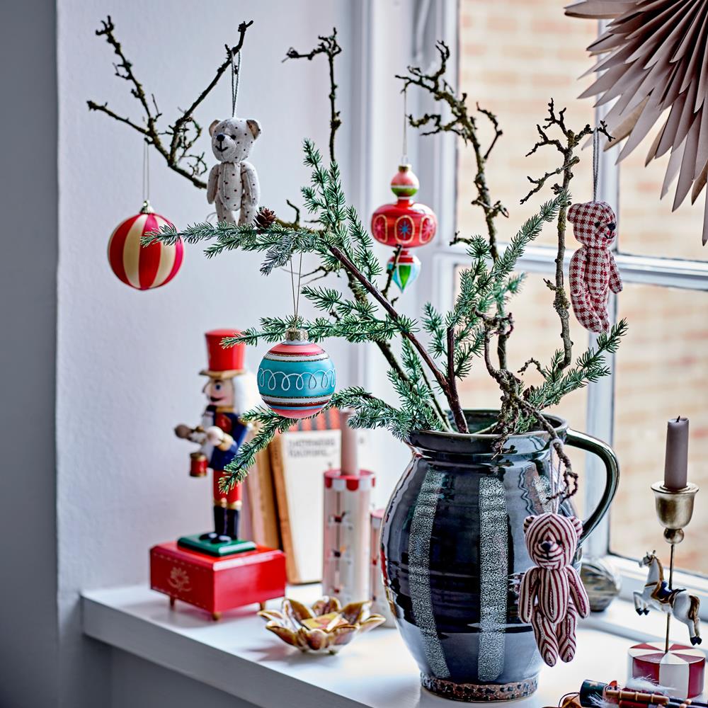 Bloomingville Wynn Weihnachtskugeln, Rot, 3er Set Christbaumschmuck mit Streifen