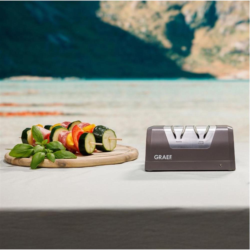 GRAEF Messerschärfer SG820 - akkubetriebener Messerschärfer für Küche, Camping & Outdoor