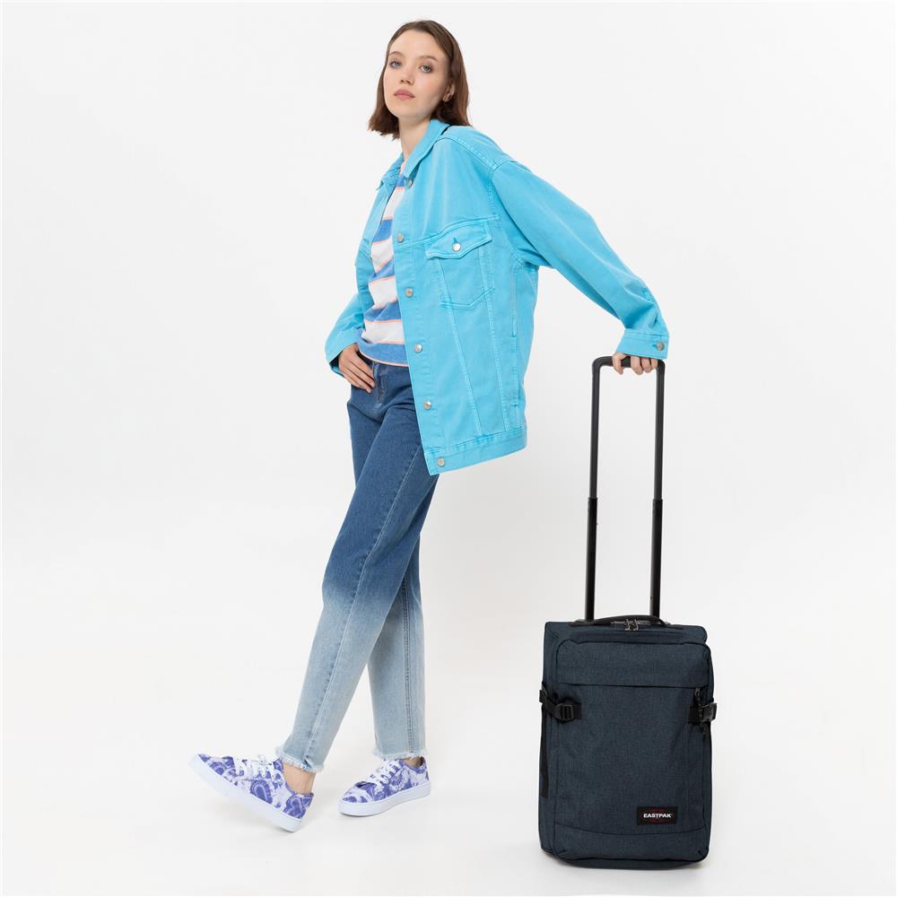 Eastpak TRANVERZ XXS, Kleiner Reisetrolley, Triple Denim (blau), 25L, Rollkoffer mit 2 Rädern und TSA-Schloss