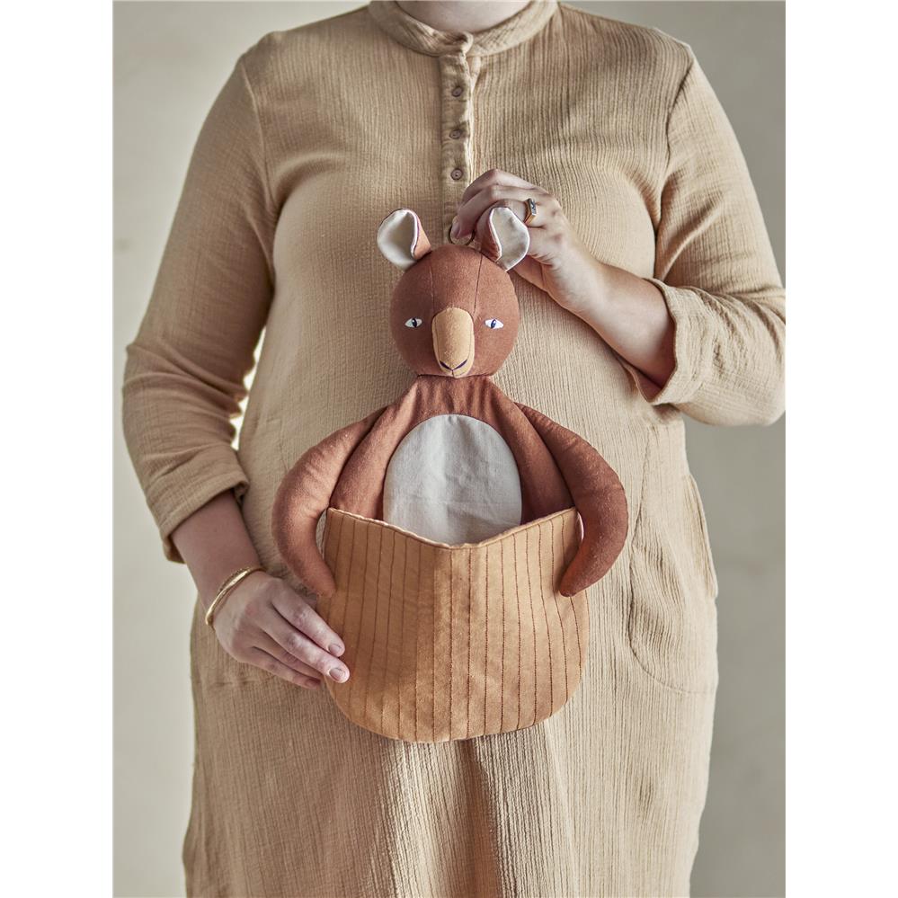 Bloomingville MINI Toto Wandkorb in Braun aus Leinen Kanguru-Motiv