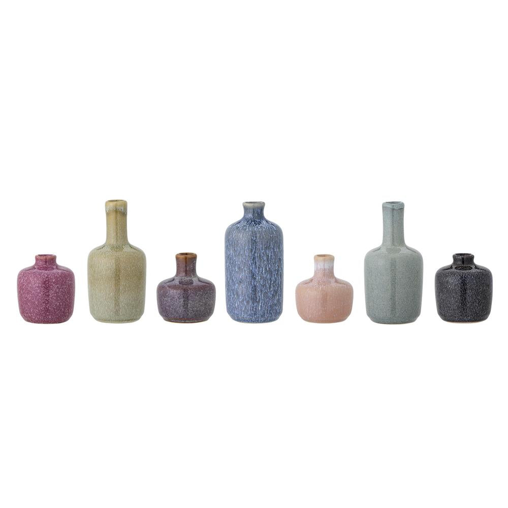 Bloomingville Maien Vase – 7er Set aus Steingut in bunten Farben, Geschenkbox inklusive