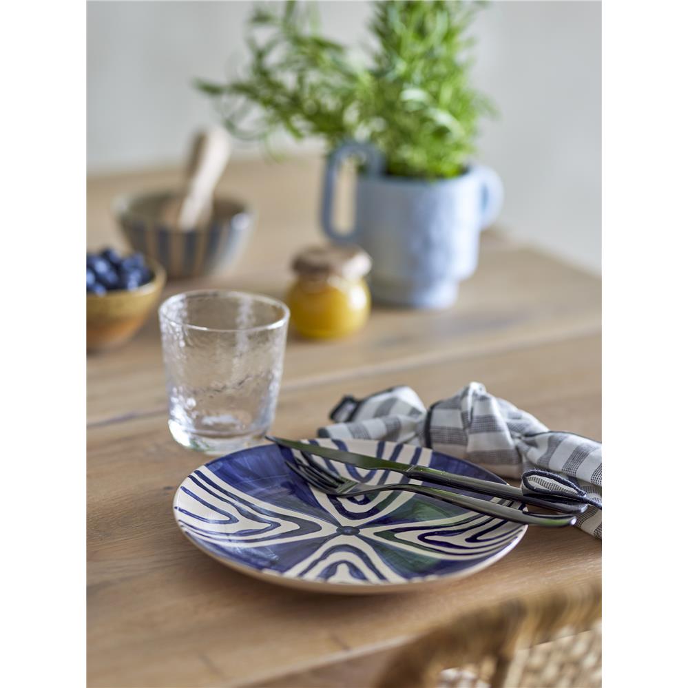 Bloomingville Shama Blauer Teller - Kunstvolles Steingut für Ihre Tischdekoration