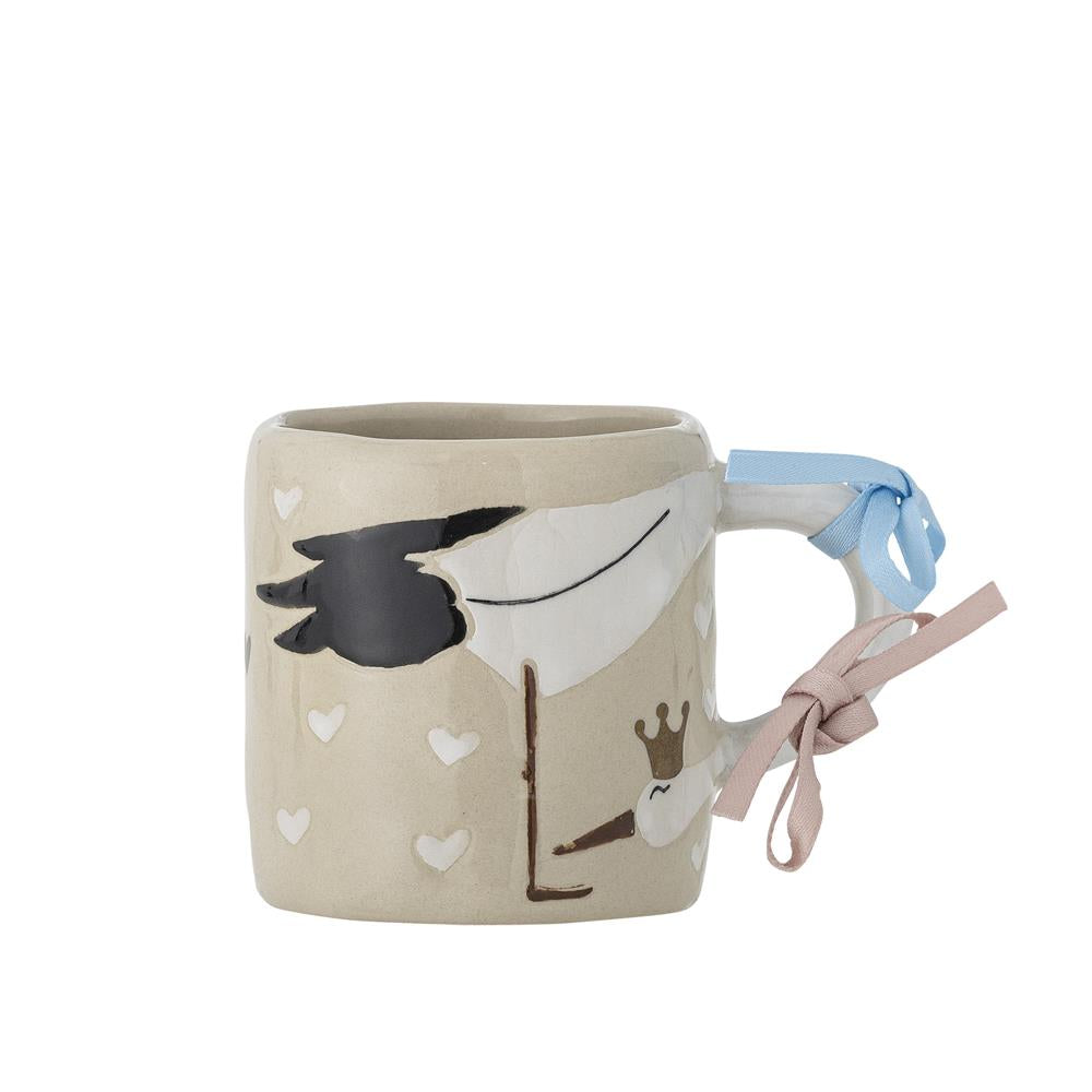Bloomingville MINI Bambino Tasse mit Storch, perfekt für Baby shower (Babyparty)