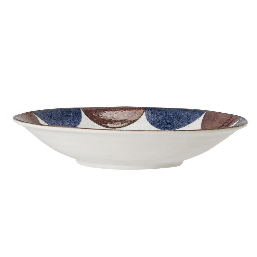 Bloomingville Camellia Servierschale blau/braun 22cm Porzellan Servierschüssel großer tiefer Teller dänisches Design