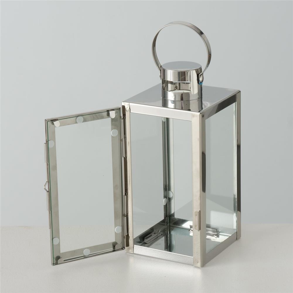 BOLTZE Laterne Caruso 2er Set Silber Windlicht Kerzenhalter Skandinavisches Design