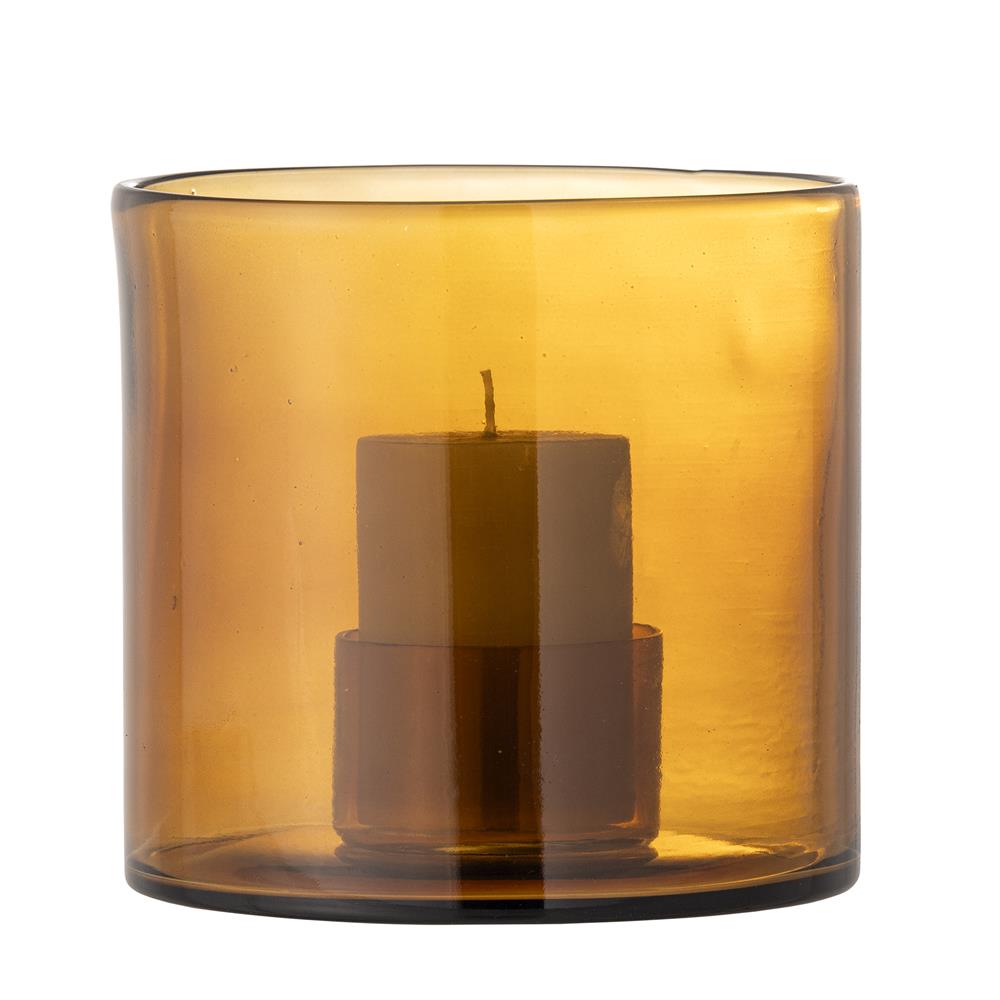 Bloomingville Kahlah Kerzenhalter – Braun, aus recyceltem Glas für stimmungsvolle Deko