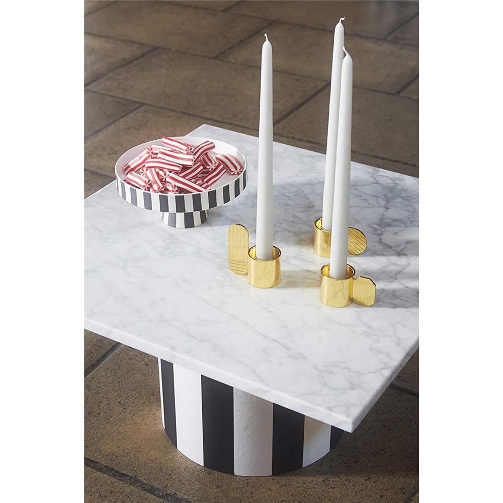 OYOY Toppu Tablett - 20x9 cm, Schwarz/Weiß gestreift - als Tortenständer, Tortenplatte, Obstschale