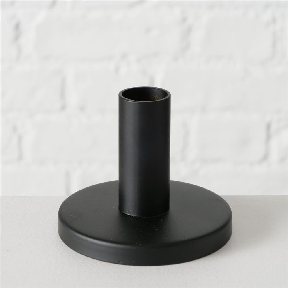 BOLTZE Kerzenleuchter Malko 3er Set Schwarz Metall Kerzenhalter Kerzenständer für Stabkerzen