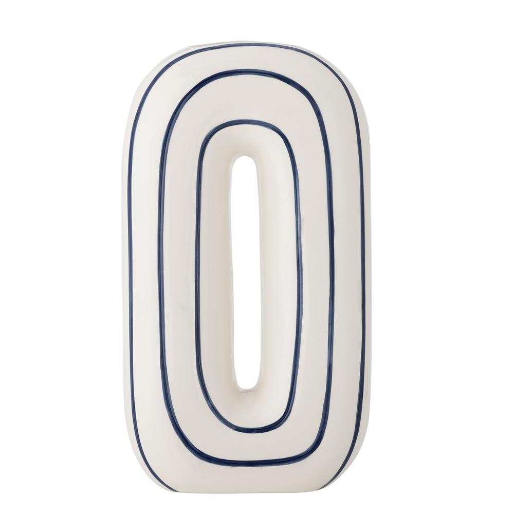 Bloomingville Mae Vase, Blau, Keramik – handbemalte Streifen, dekorativ & einzigartig