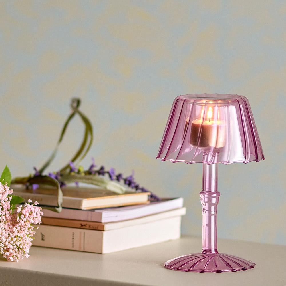 Bloomingville Lumi Teelichthalter, Rose, Glas, D10,5xH18 cm, elegantes Design, stimmungsvolles Licht