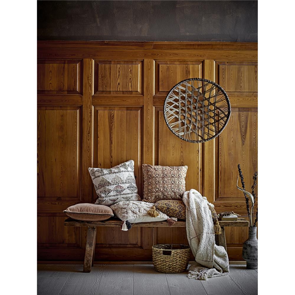 Bloomingville Aurial Kissen, Braun, Baumwolle 45x45 cm, Samtstoff mit Paspelband, dänisches Design