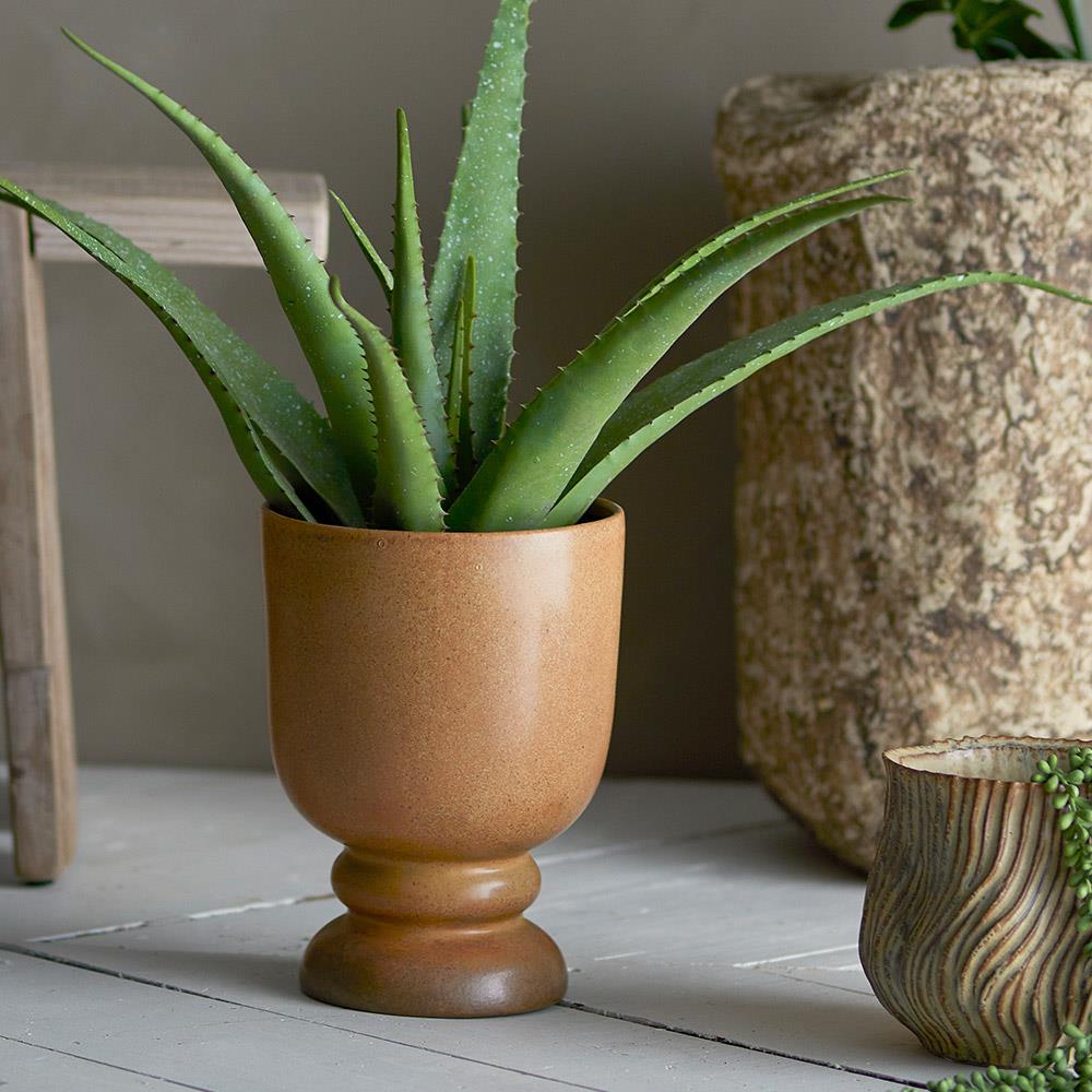 Bloomingville Dua Blumentopf Grün Ø19 cm – Steingut mit organischer Struktur