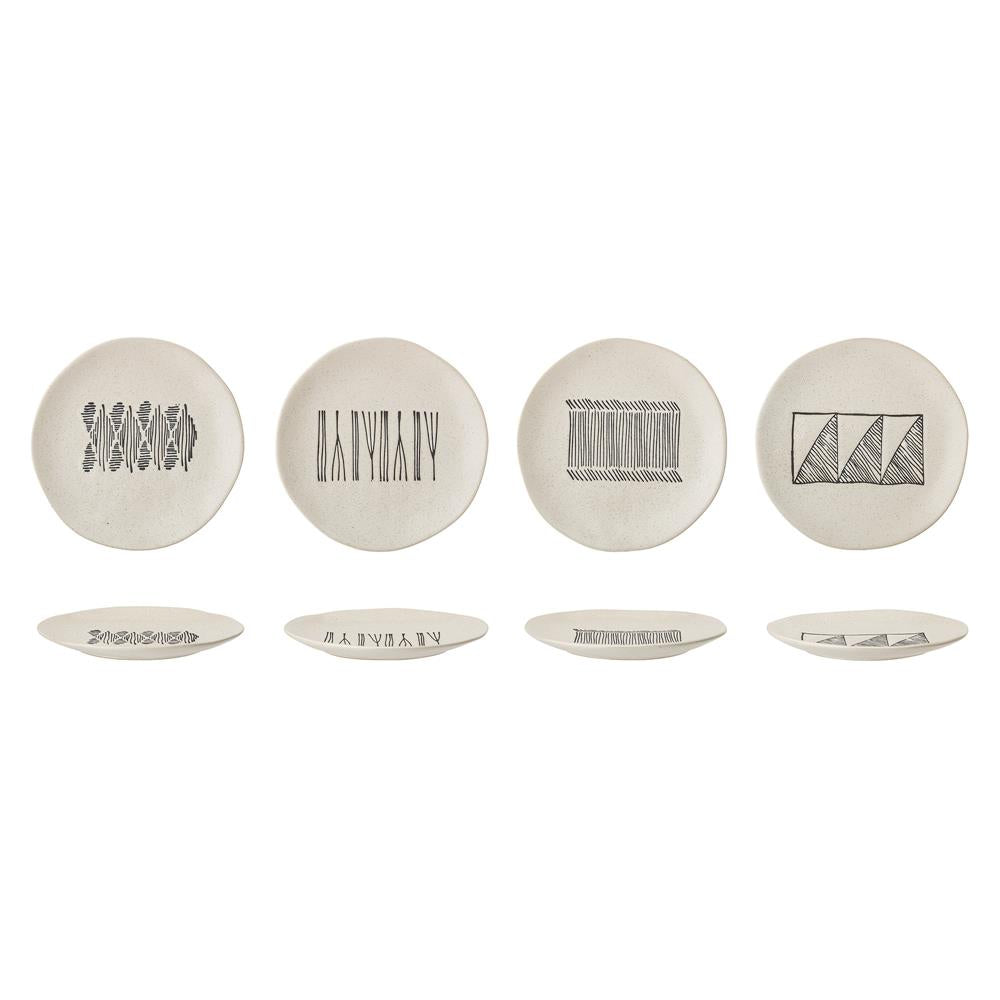 Bloomingville Eliana Teller 4er Set Schwarz Steingut 19cm Dessertteller dänisches Design