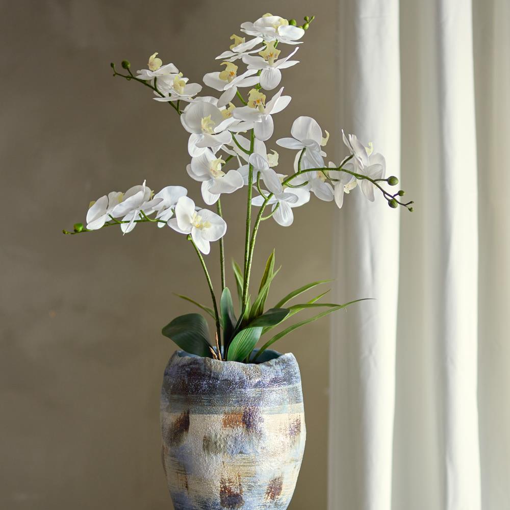 Bloomingville Orchid Kunstpflanze Weiß 84 cm mit Topf