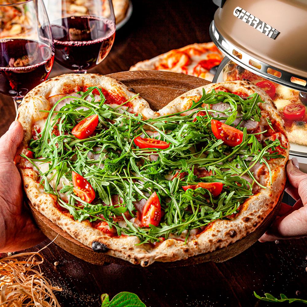 G3Ferrari elektrischer Pizzaofen Delizia Pizzamaker 1200 W für Pizza Ø 31cm kupfer Pizzamaker mit feuerfestem Naturstein