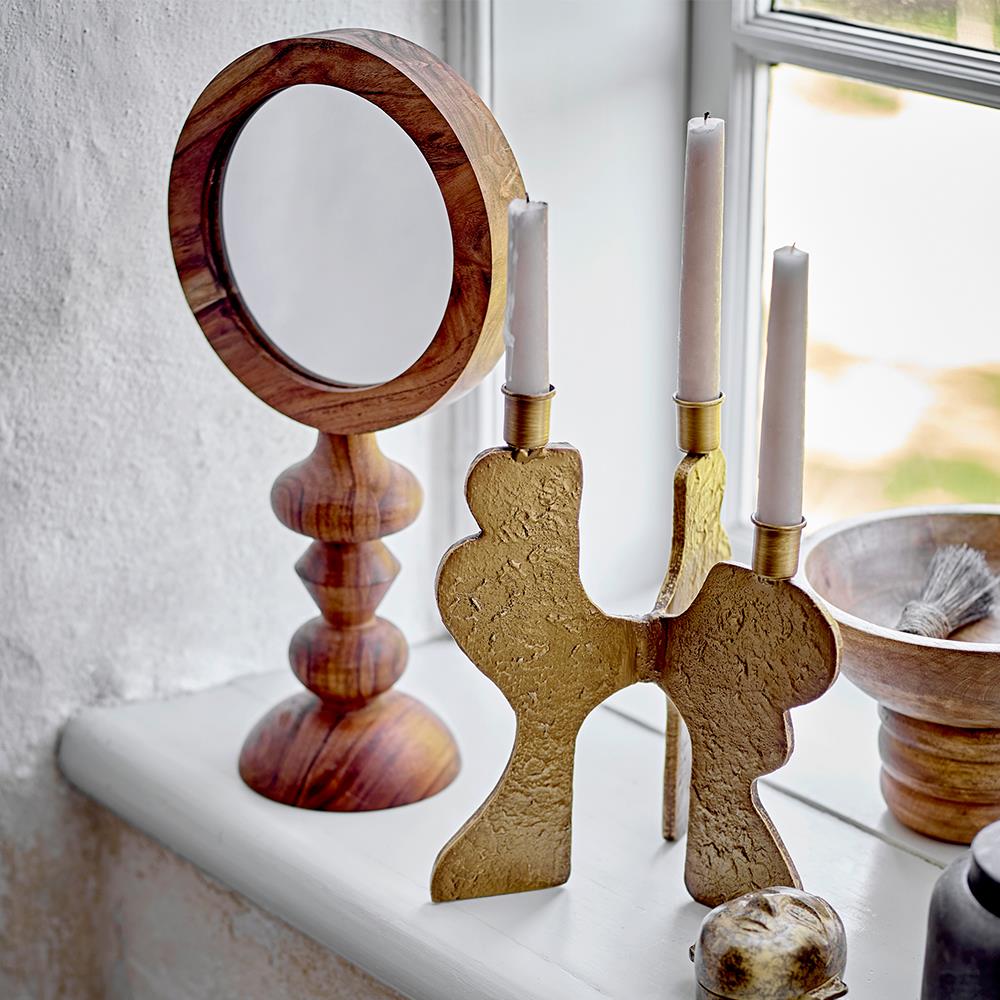 Bloomingville Lux Kerzenhalter, Gold, Metall – 3-flammiger Eyecatcher mit strukturierter Oberfläche