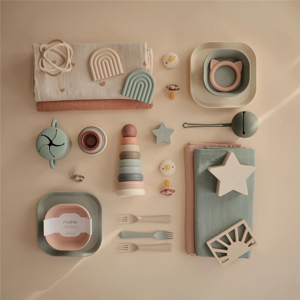 Mushie Musselin-Baby-Wickeldecke, Roman Green, Pucktuch aus 100% Bio-Baumwolle