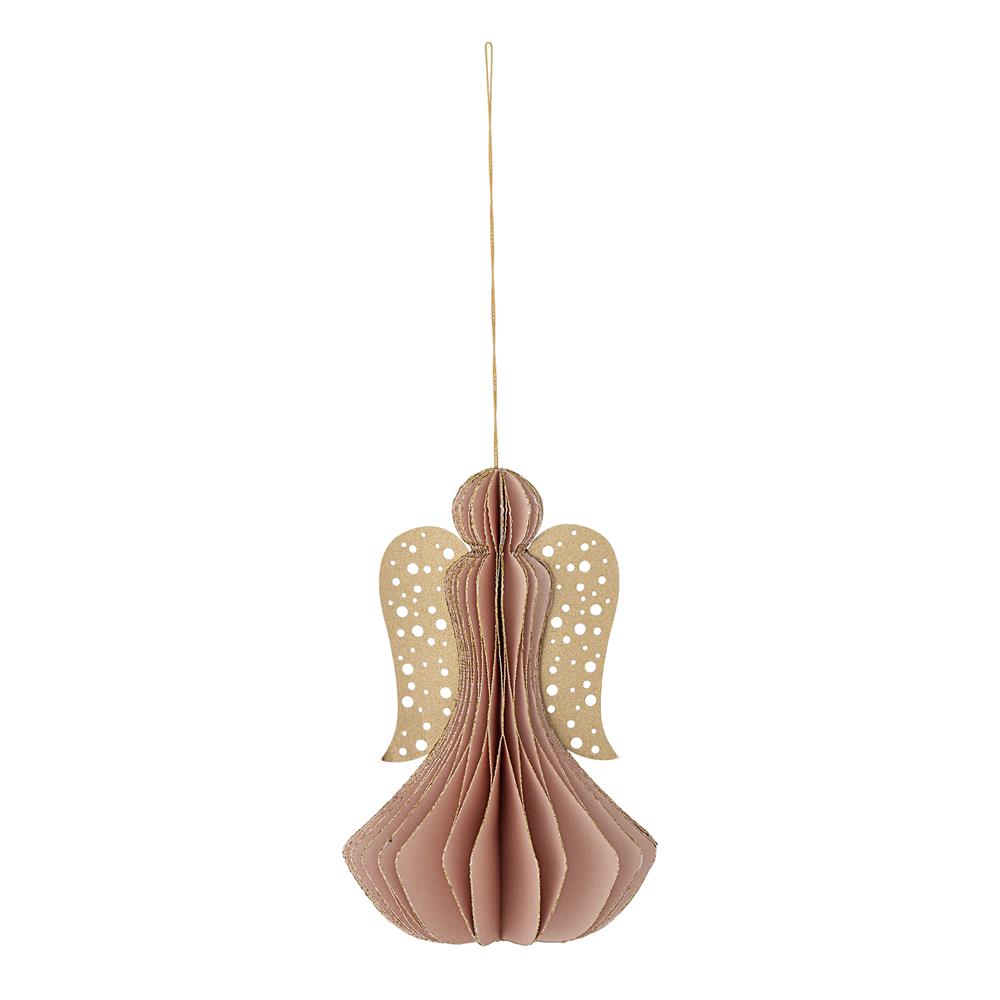 Bloomingville Ingi Baumschmuck Engel aus Papier Rosa Weihnachtsanhänger