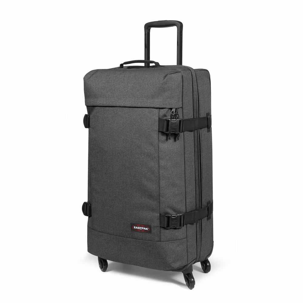 Eastpak TRANS4 L, Großer Reisetrolley, Black Denim (grau), 80L, Rollkoffer mit 4 Rädern und TSA-Schloss