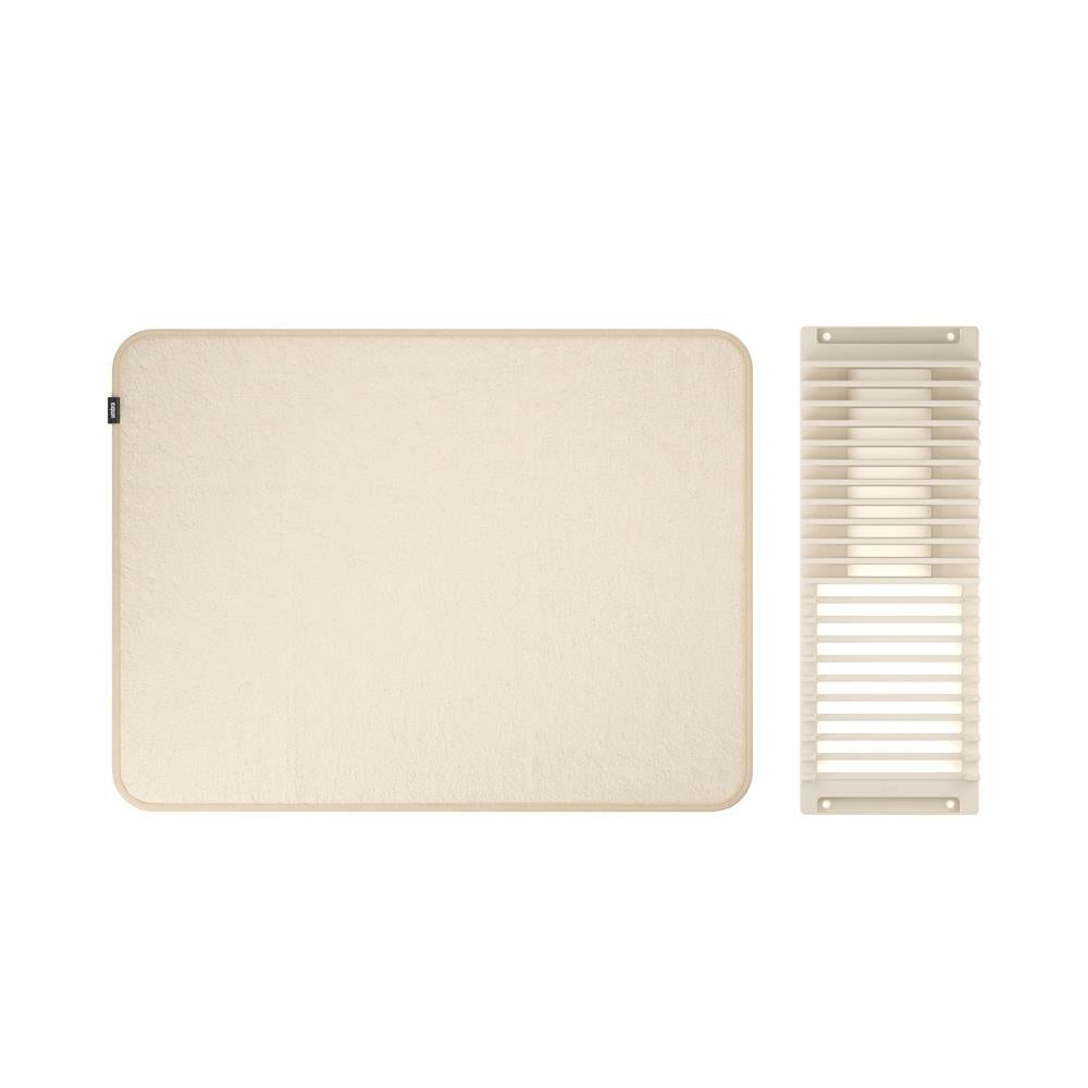 Umbra Udry Geschirr Abtropfgestell und Mikrofaser Abtropfmatte, Faltbar, Platzsparend, 61 x 45 cm, in Beige