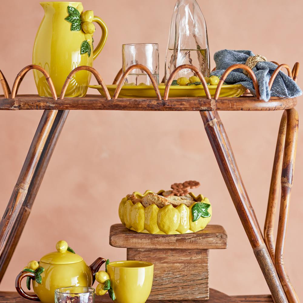 Bloomingville Limone Servierplatte Steingut gelb 36x21 cm Zitronendekor
